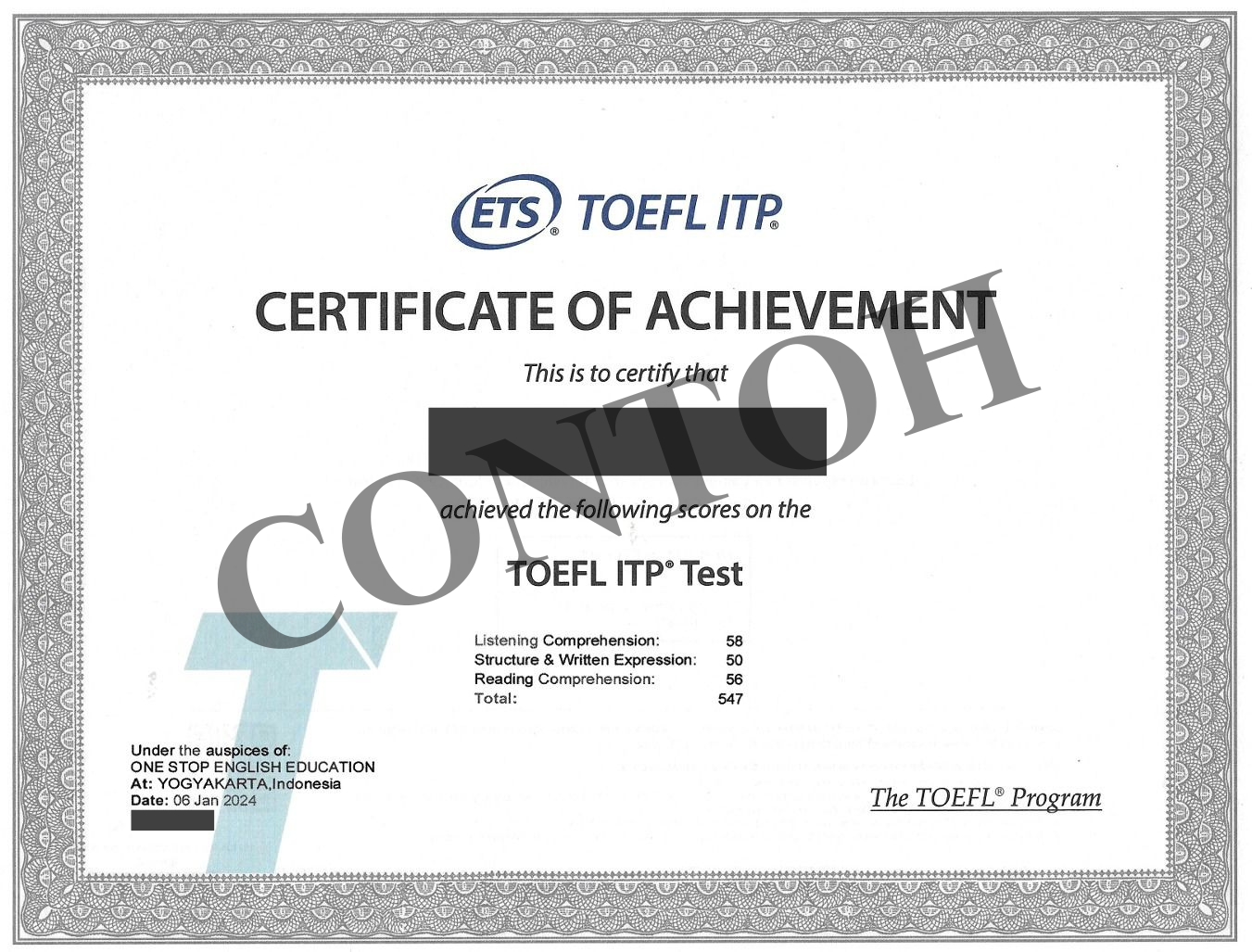 Tes TOEFL ITP Online Resmi Bersertifikat ETS YEC