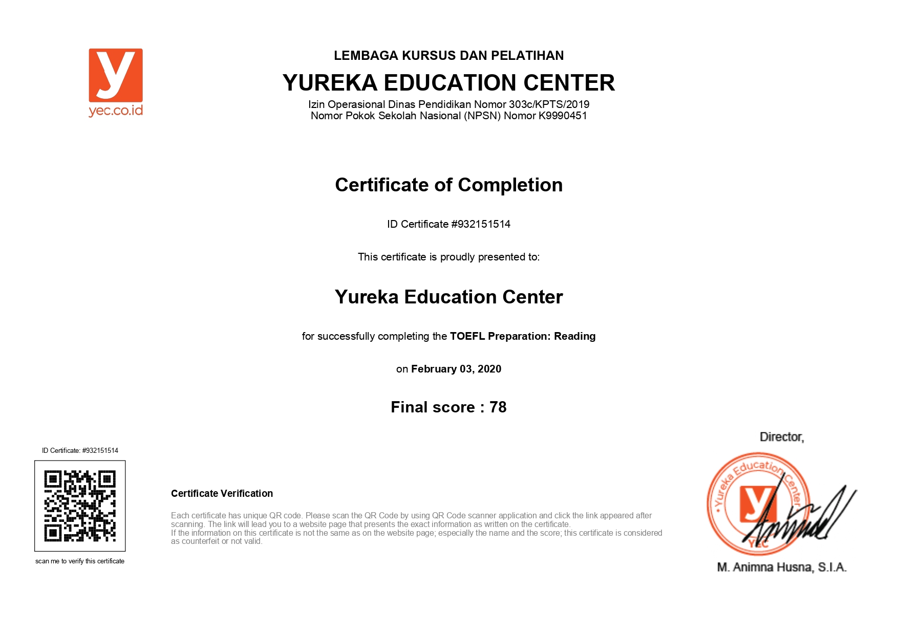 Kelas TOEFL Structure | Yureka Education Center