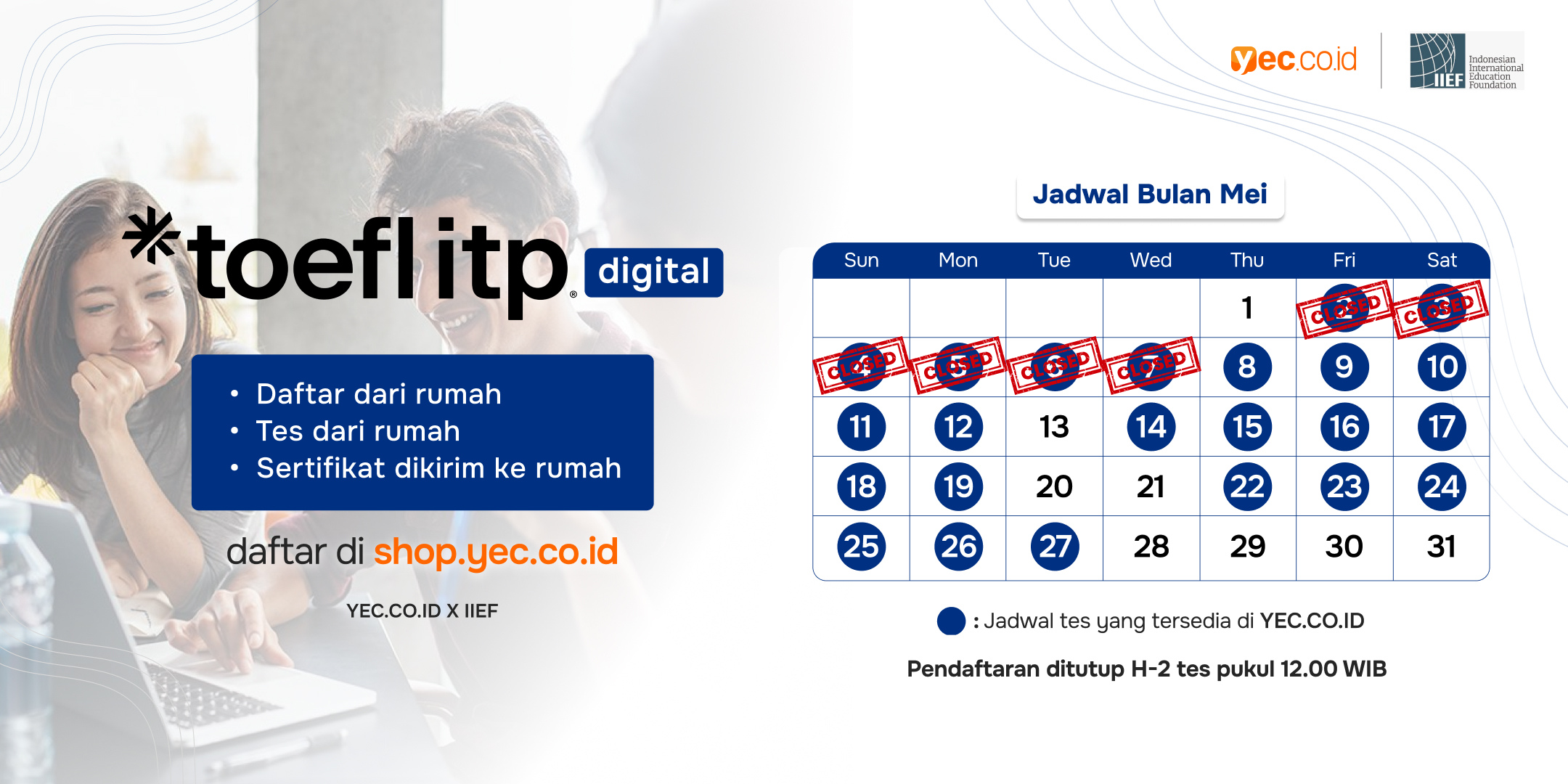 Kalender Jadwal TOEFL ITP (2160 x 1080 px)